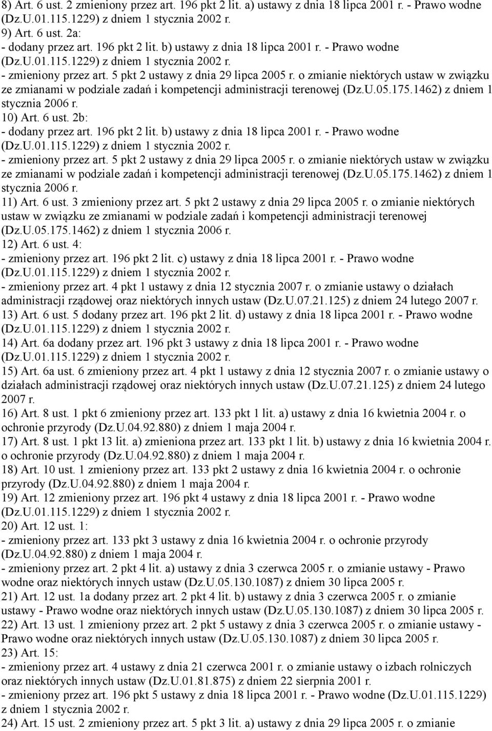 1462) z dniem 1 stycznia 2006 r. 10) Art. 6 ust. 2b: - dodany przez art. 196 pkt 2 lit. b) ustawy z dnia 18 lipca 2001 r. 1462) z dniem 1 stycznia 2006 r. 11) Art. 6 ust. 3 zmieniony przez art.