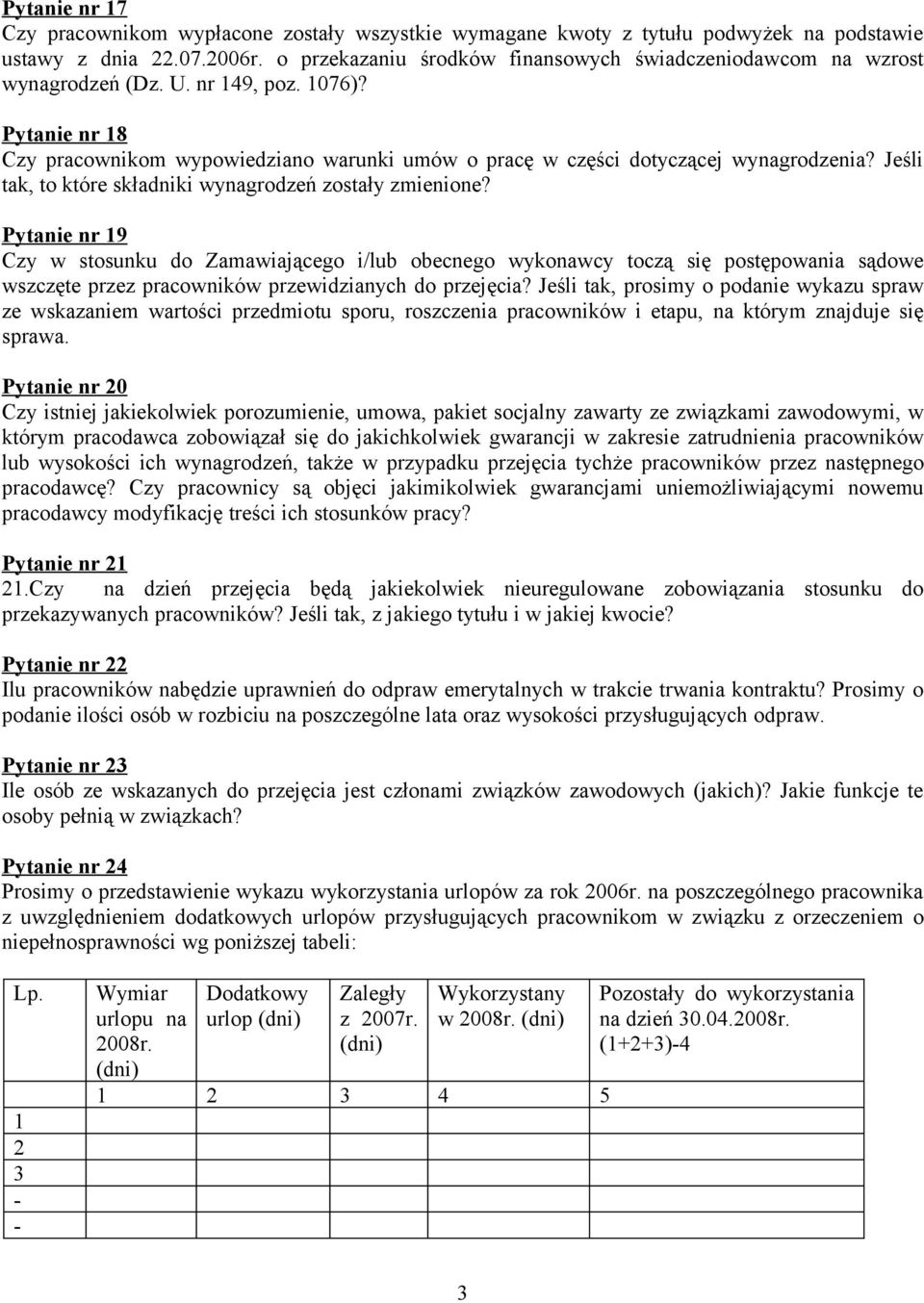 Pytanie nr 18 Czy pracownikom wypowiedziano warunki umów o pracę w części dotyczącej wynagrodzenia? Jeśli tak, to które składniki wynagrodzeń zostały zmienione?