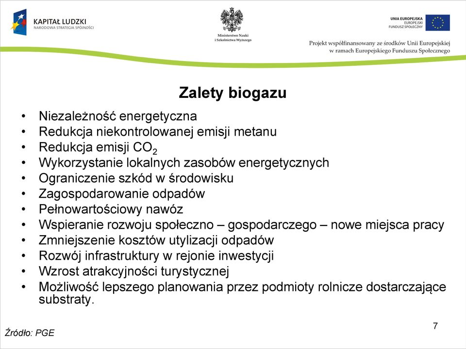 rozwoju społeczno gospodarczego nowe miejsca pracy Zmniejszenie kosztów utylizacji odpadów Rozwój infrastruktury w rejonie