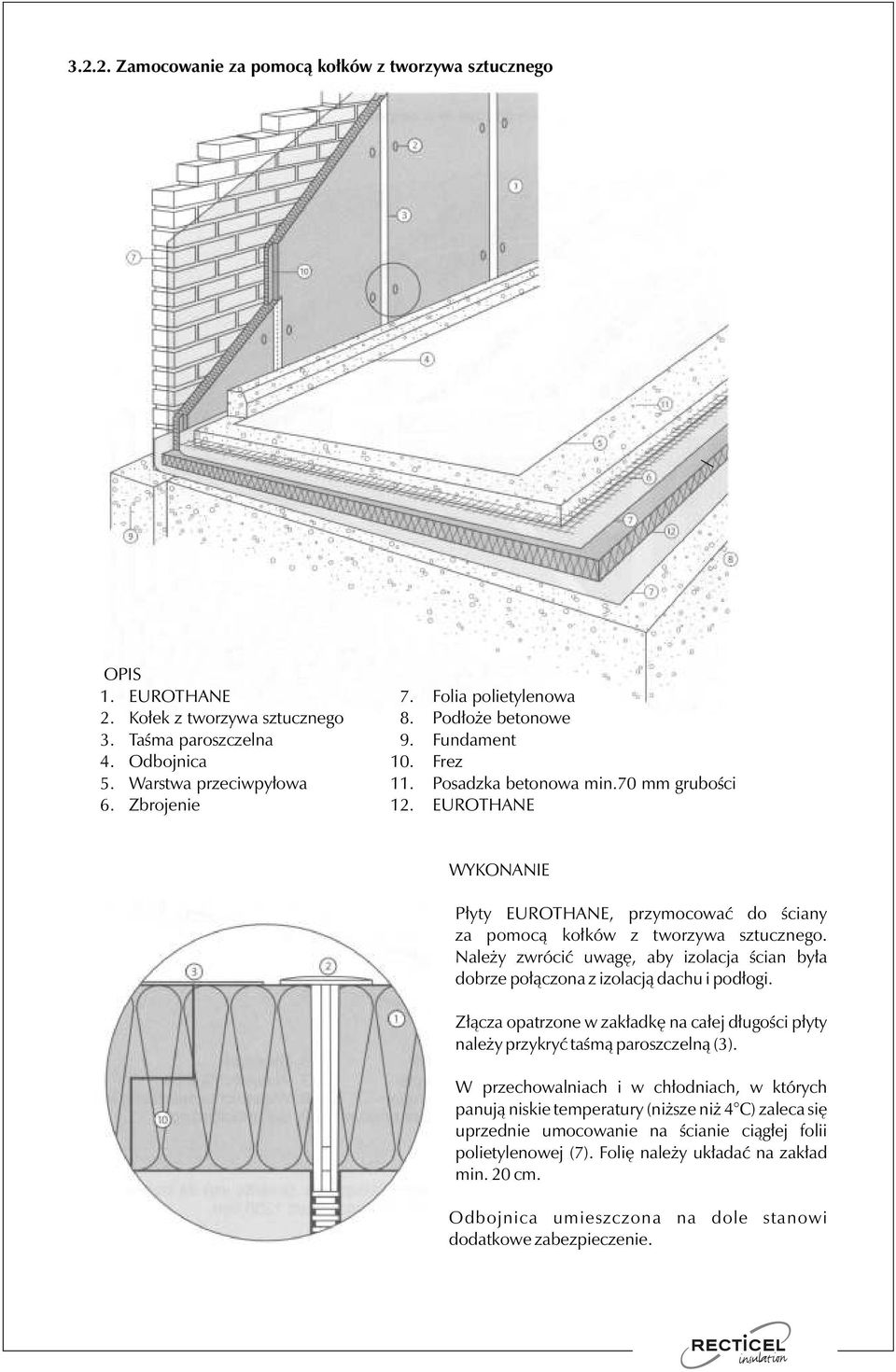 Należy zwrócić uwagę, aby izolacja ścian była dobrze połączona z izolacją dachu i podłogi. Złącza opatrzone w zakładkę na całej długości płyty należy przykryć taśmą paroszczelną (3).