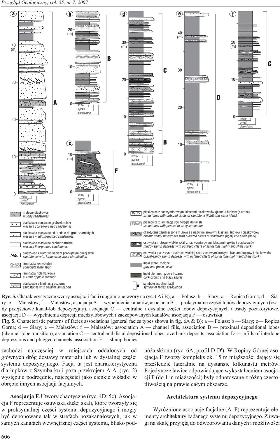 œrednio do gruboziarnistych massive medium-grained sandstones piaskowce masywne drobnoziarniste massive fine-grained sandstones piaskowce z warstwowaniem przek¹tnym du ej skali sandstones with