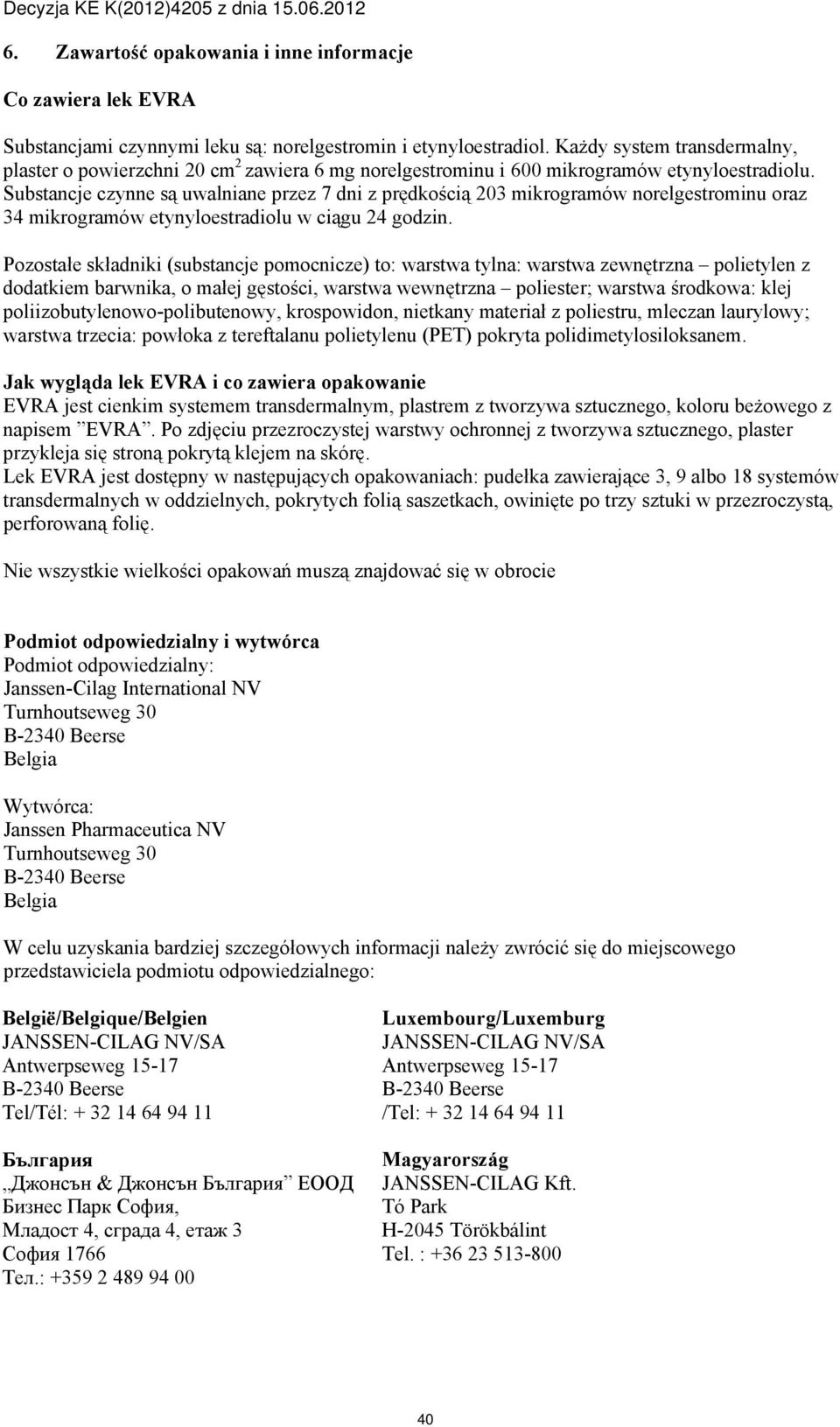 Substancje czynne są uwalniane przez 7 dni z prędkością 203 mikrogramów norelgestrominu oraz 34 mikrogramów etynyloestradiolu w ciągu 24 godzin.