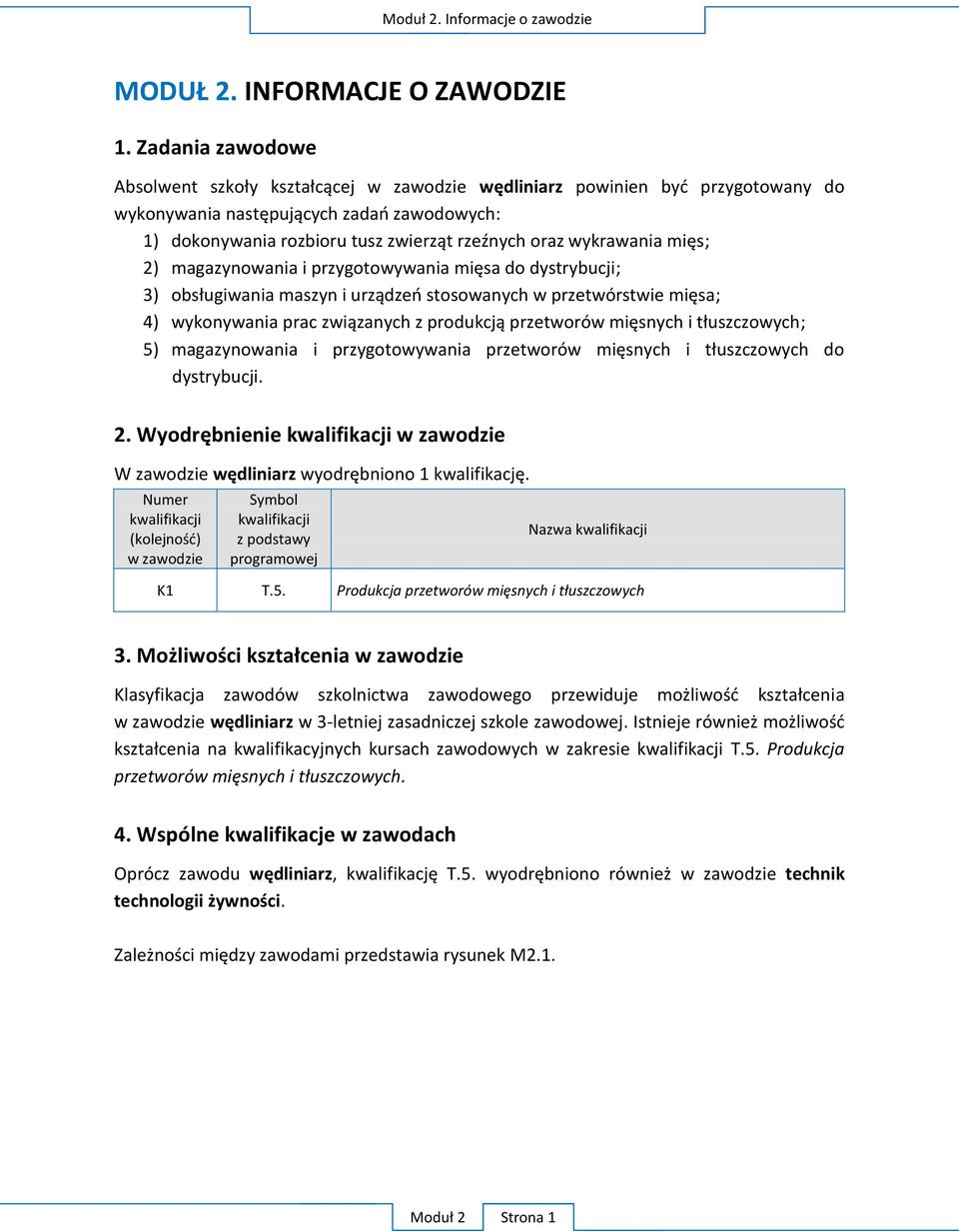 wykrawania mięs; 2) magazynowania i przygotowywania mięsa do dystrybucji; 3) obsługiwania maszyn i urządzeń stosowanych w przetwórstwie mięsa; 4) wykonywania prac związanych z produkcją przetworów