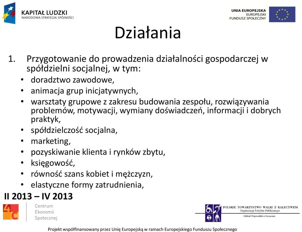 animacja grup inicjatywnych, warsztaty grupowe z zakresu budowania zespołu, rozwiązywania problemów, motywacji,