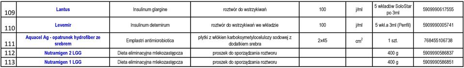 a 3 (Penfil) 5909990005741 Aquacel Ag - opatrunek hydrofiber ze srebrem Emplastri antimicrobiotica płytki z włókien karboksymetylocelulozy sodowej