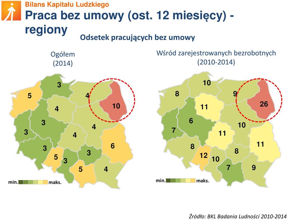 Wśród zarejestrowanych bezrobotnych (2010-2014) 5 4 3 4 10 8 10 11