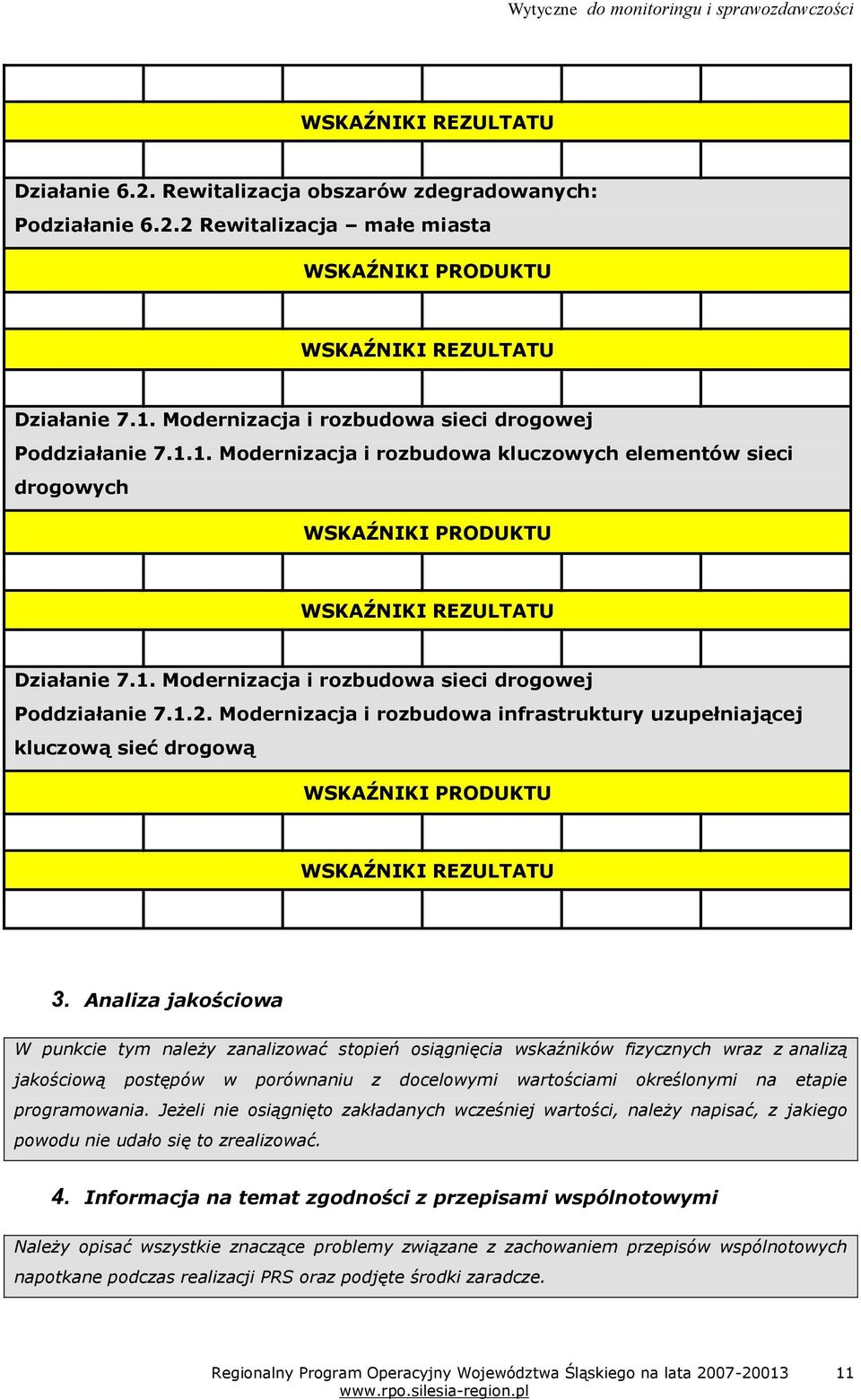 Analiza jakościowa W punkcie tym należy zanalizować stopień osiągnięcia wskaźników fizycznych wraz z analizą jakościową postępów w porównaniu z docelowymi wartościami określonymi na etapie