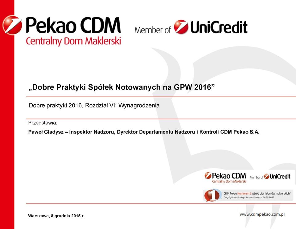 Paweł Gładysz Inspektor Nadzoru, Dyrektor Departamentu