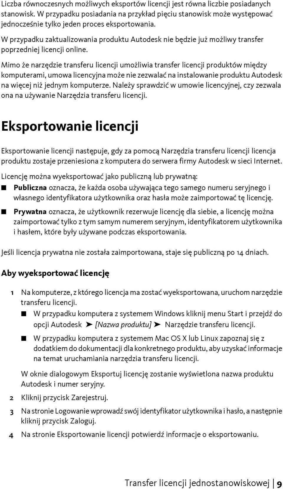 W przypadku zaktualizowania produktu Autodesk nie będzie już możliwy transfer poprzedniej licencji online.