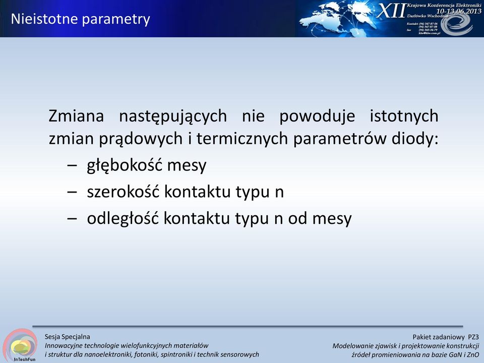 termicznych parametrów diody: głębokość mesy