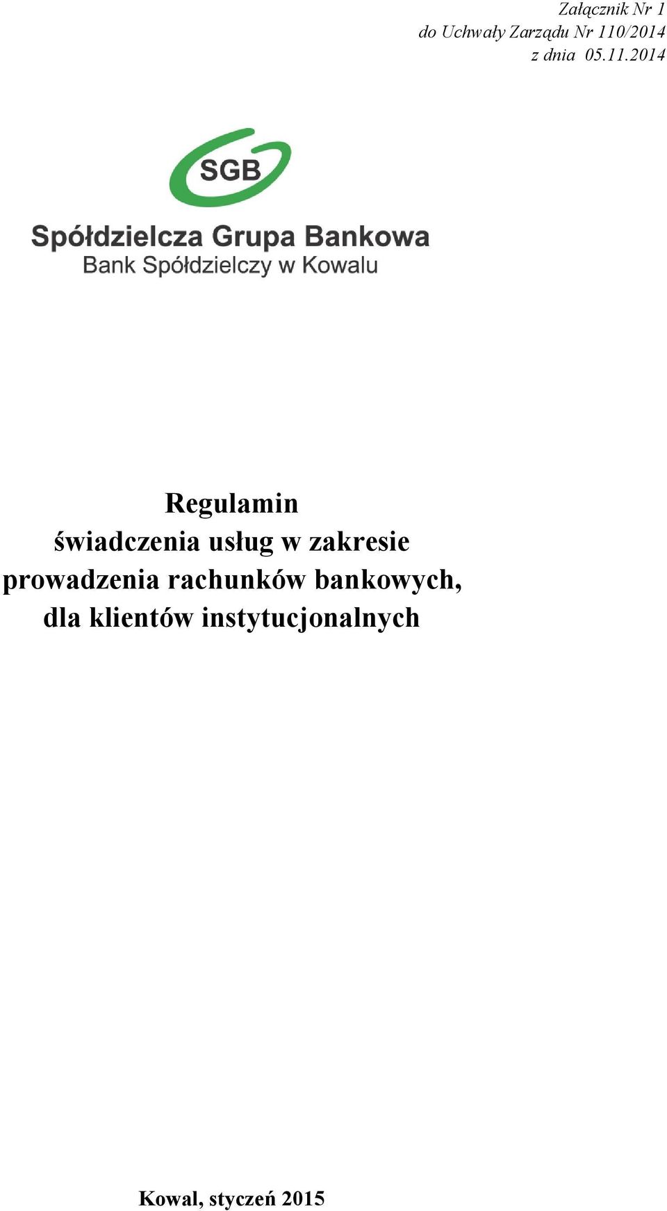 2014 Regulamin świadczenia usług w zakresie
