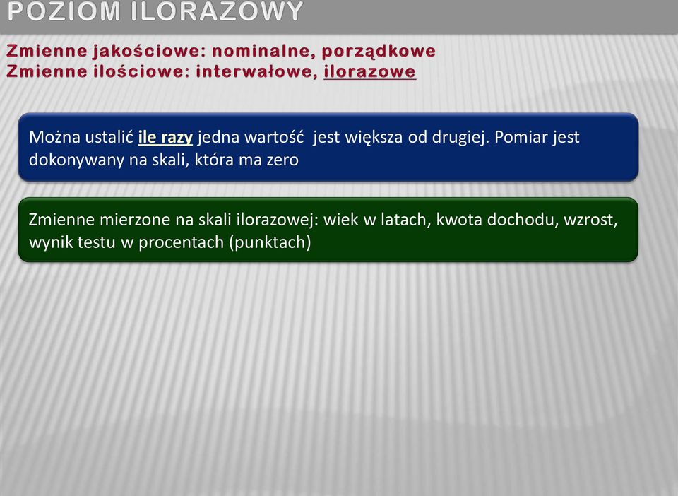 Pomiar jest dokonywany na skali, która ma zero Zmienne