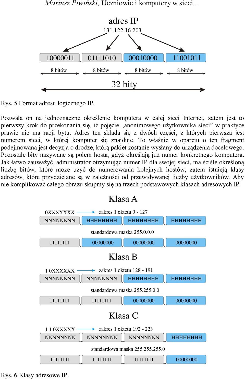 Adres ten składa się z dwóch części, z których pierwsza jest numerem sieci, w której komputer się znajduje.