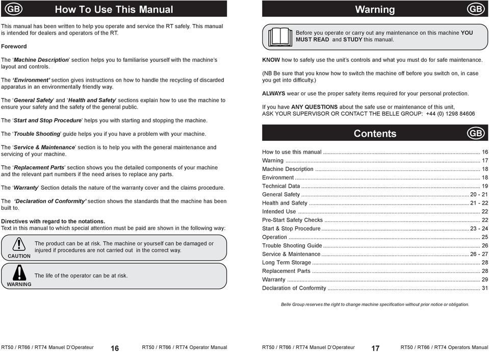 The Environment section gives instructions on how to handle the recycling of discarded apparatus in an environmentally friendly way.