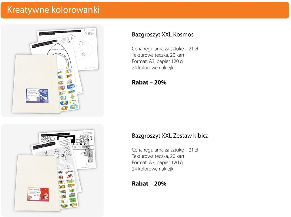 Tekturowa teczka, 20 kart