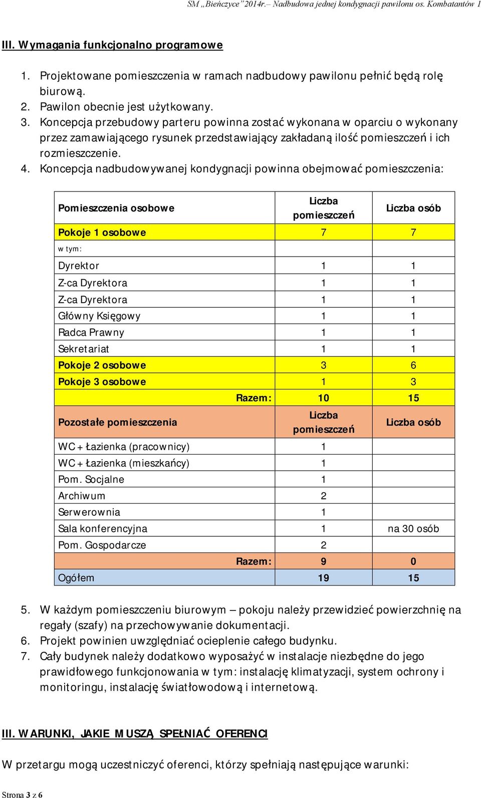 Koncepcja nadbudowywanej kondygnacji powinna obejmować pomieszczenia: Pomieszczenia osobowe Liczba pomieszczeń Liczba osób Pokoje 1 osobowe 7 7 w tym: Dyrektor 1 1 Z-ca Dyrektora 1 1 Z-ca Dyrektora 1