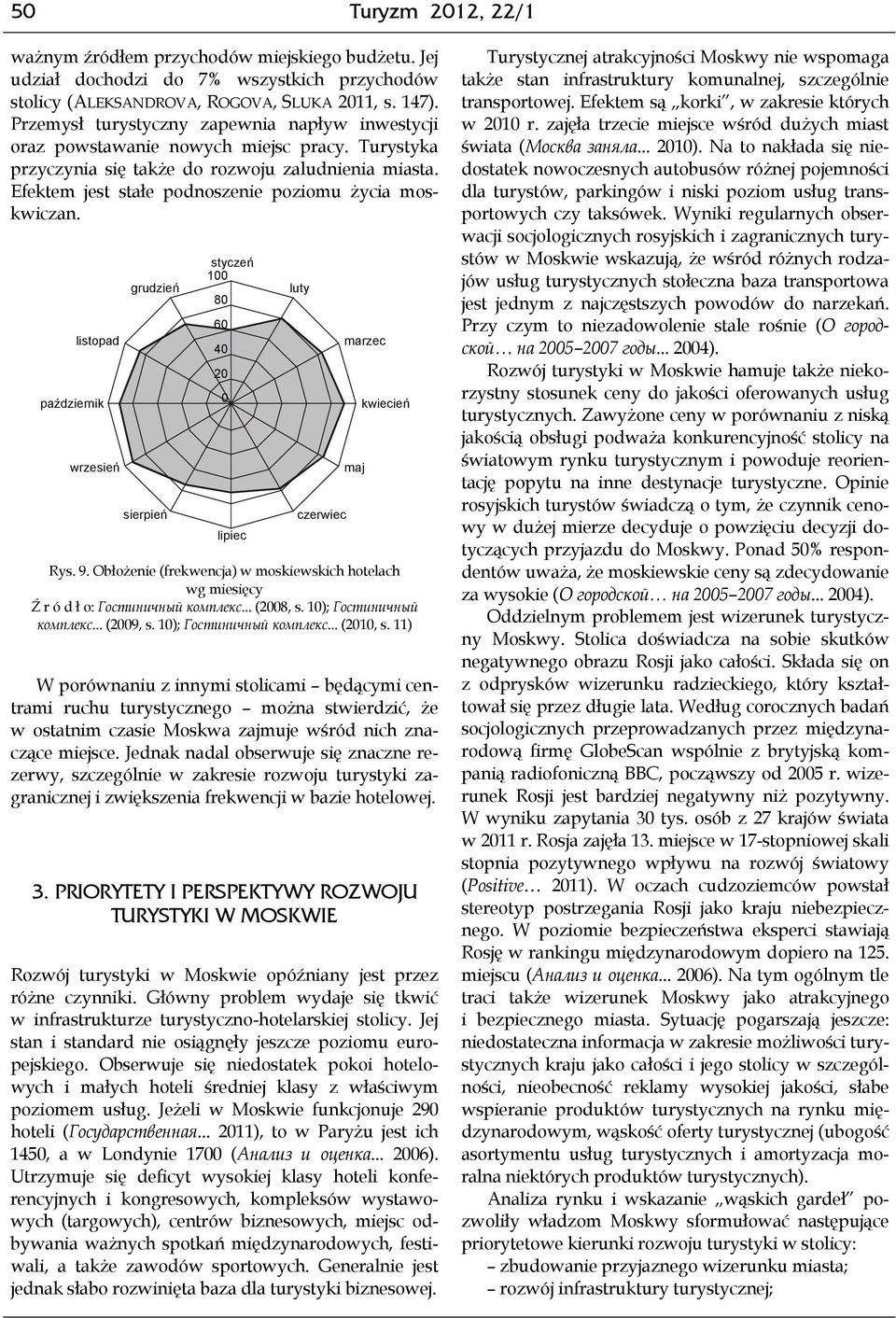 Efektem jest stałe podnoszenie poziomu życia moskwiczan. listopad październik wrzesień grudzień sierpień styczeń 100 80 60 40 20 0 lipiec luty czerwiec marzec maj kwiecień Rys. 9.