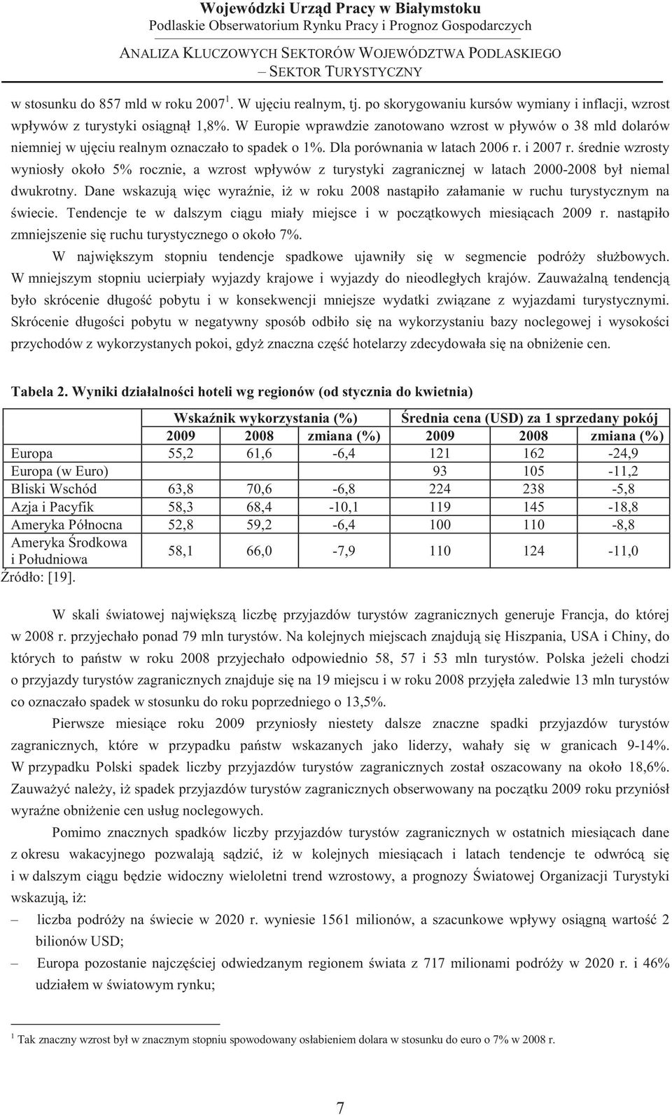 rednie wzrosty wyniosły około 5% rocznie, a wzrost wpływów z turystyki zagranicznej w latach 2000-2008 był niemal dwukrotny.