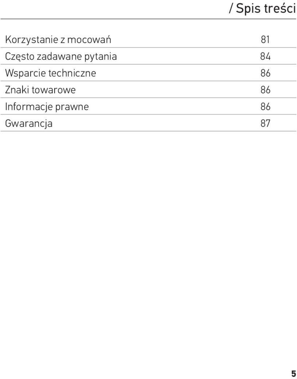 Wsparcie techniczne 86 Znaki