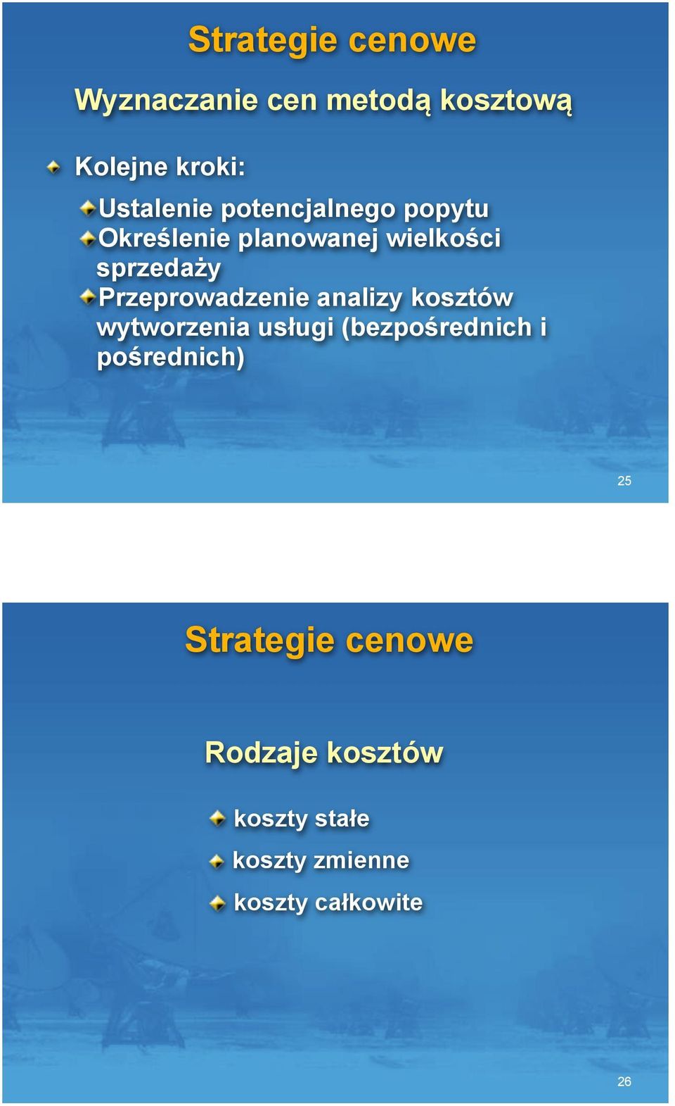 ci sprzeda%y Przeprowadzenie analizy kosztów wytworzenia us&ugi (bezpo!