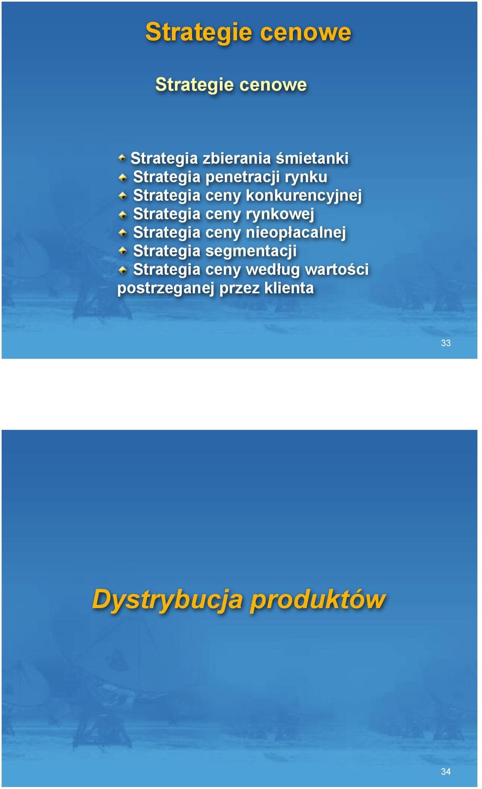 Strategia ceny rynkowej Strategia ceny nieop&acalnej Strategia