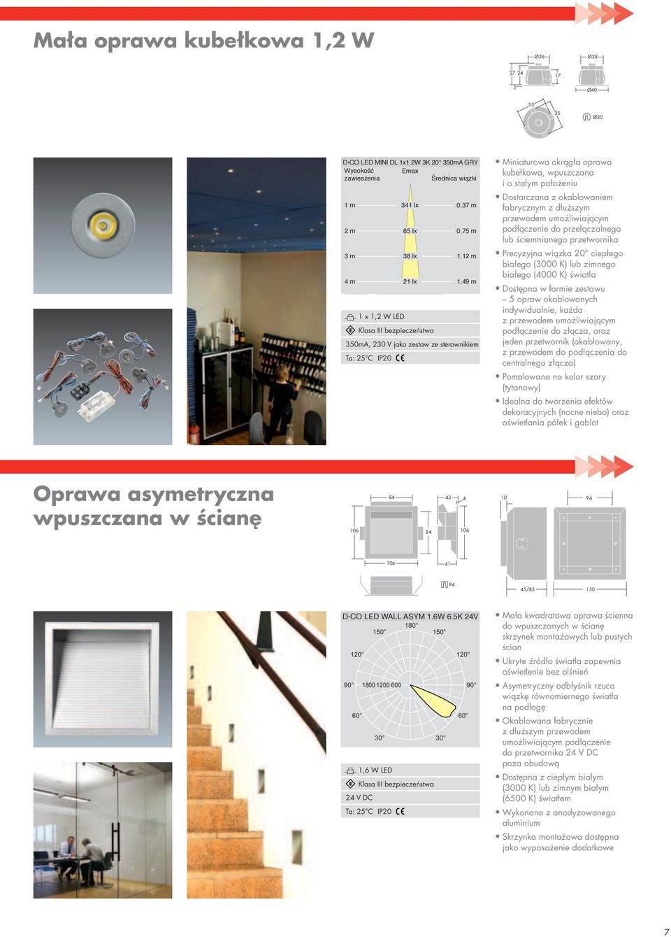 sterownikiem Ta: 25 C IP20 Miniaturowa okrągła oprawa kubełkowa, wpuszczana i o stałym położeniu Dostarczana z okablowaniem fabrycznym z dłuższym przewodem umożliwiającym podłączenie do