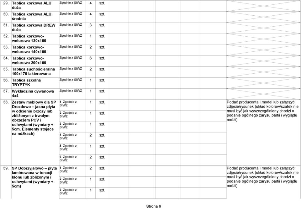 Tablica szkolna Zgodnie z TRYPTYK 37. Wykładzina dywanowa Zgodnie z 4x4 38.