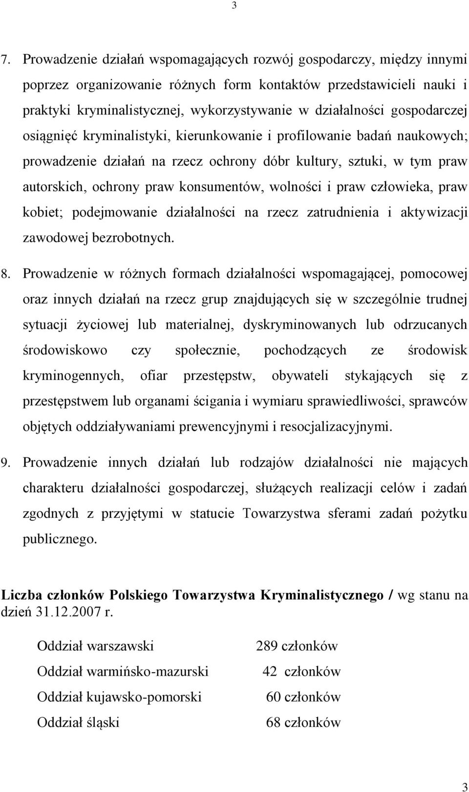 konsumentów, wolności i praw człowieka, praw kobiet; podejmowanie działalności na rzecz zatrudnienia i aktywizacji zawodowej bezrobotnych. 8.