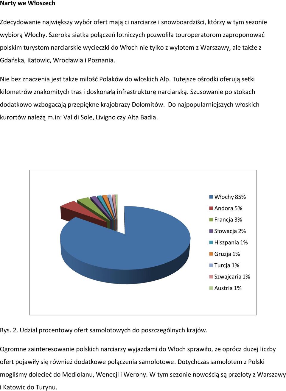 Poznania. Nie bez znaczenia jest także miłość Polaków do włoskich Alp. Tutejsze ośrodki oferują setki kilometrów znakomitych tras i doskonałą infrastrukturę narciarską.