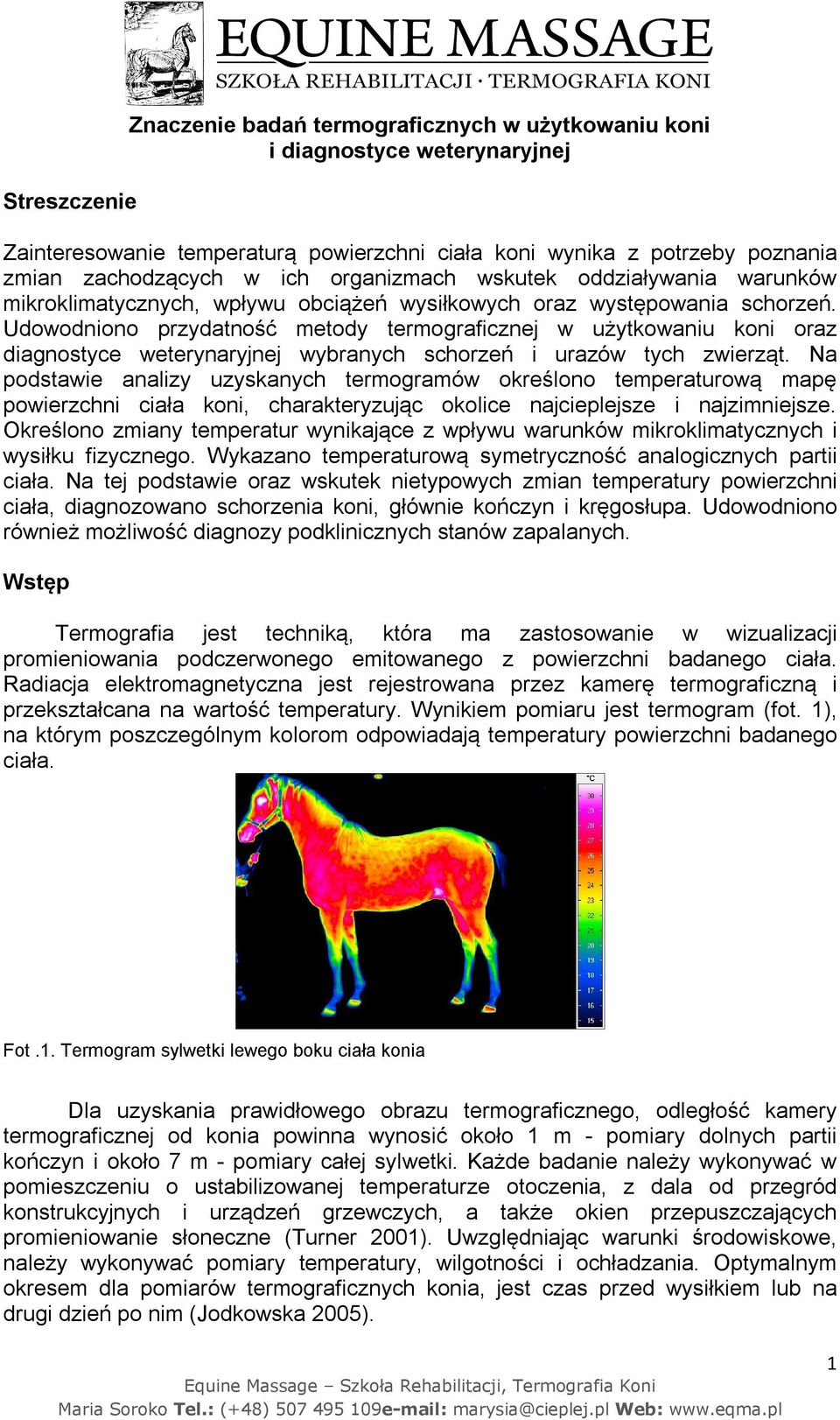 Udowodniono przydatność metody termograficznej w użytkowaniu koni oraz diagnostyce weterynaryjnej wybranych schorzeń i urazów tych zwierząt.
