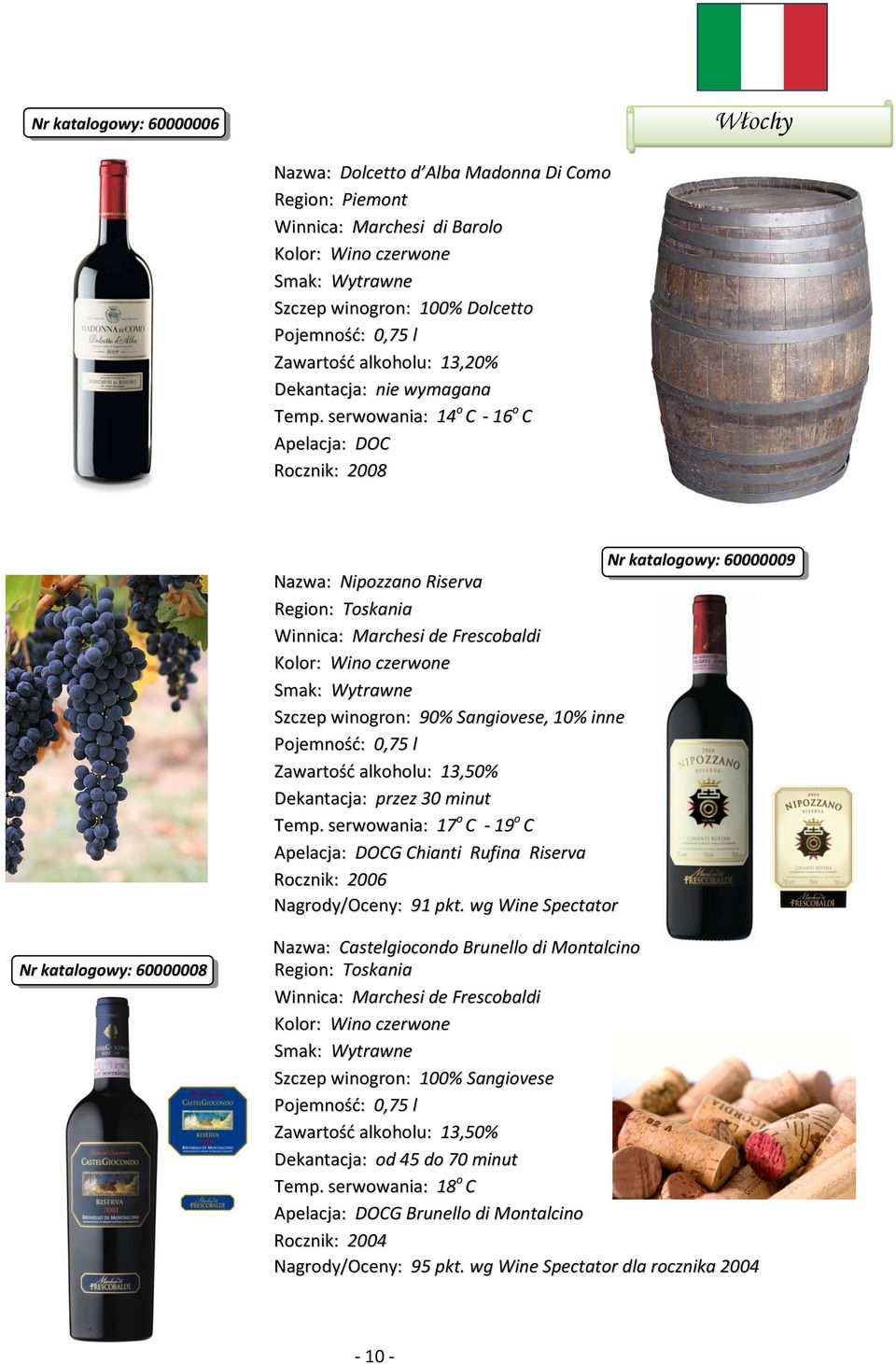 alkoholu: 13,50% Temp. serwowania: 17 o C - 19 o C Apelacja: DOCG Chianti Rufina Riserva Rocznik: 2006 Nagrody/Oceny: 91 pkt.