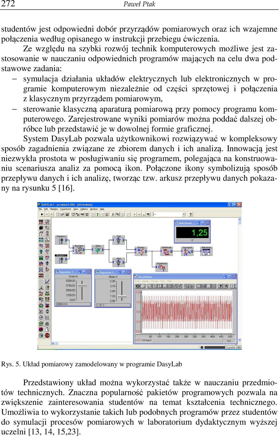 elektronicznych w programie komputerowym niezależnie od części sprzętowej i połączenia z klasycznym przyrządem pomiarowym, sterowanie klasyczną aparaturą pomiarową przy pomocy programu komputerowego.