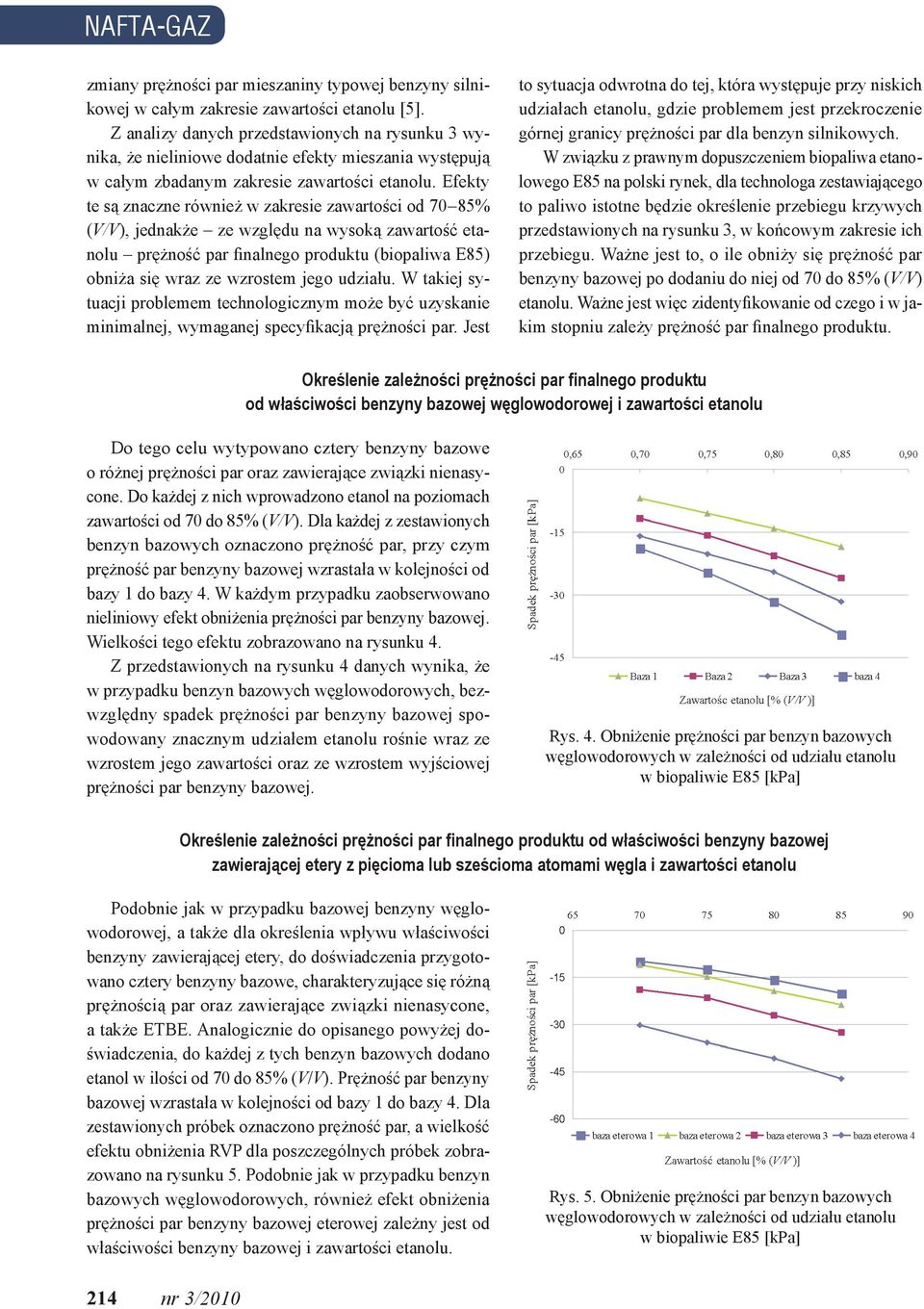 Efekty te są znaczne również w zakresie zawartości od 70 85% (V/V), jednakże ze względu na wysoką zawartość etanolu prężność par finalnego produktu (biopaliwa E85) obniża się wraz ze wzrostem jego