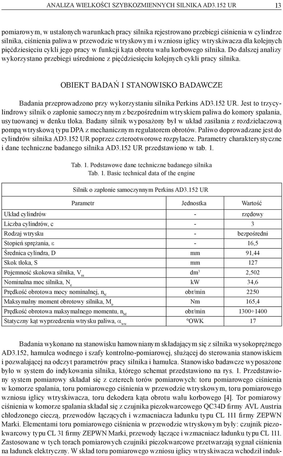 pięćdziesięciu cykli jego pracy w funkcji kąta obrotu wału korbowego silnika. Do dalszej analizy wykorzystano przebiegi uśrednione z pięćdziesięciu kolejnych cykli pracy silnika.