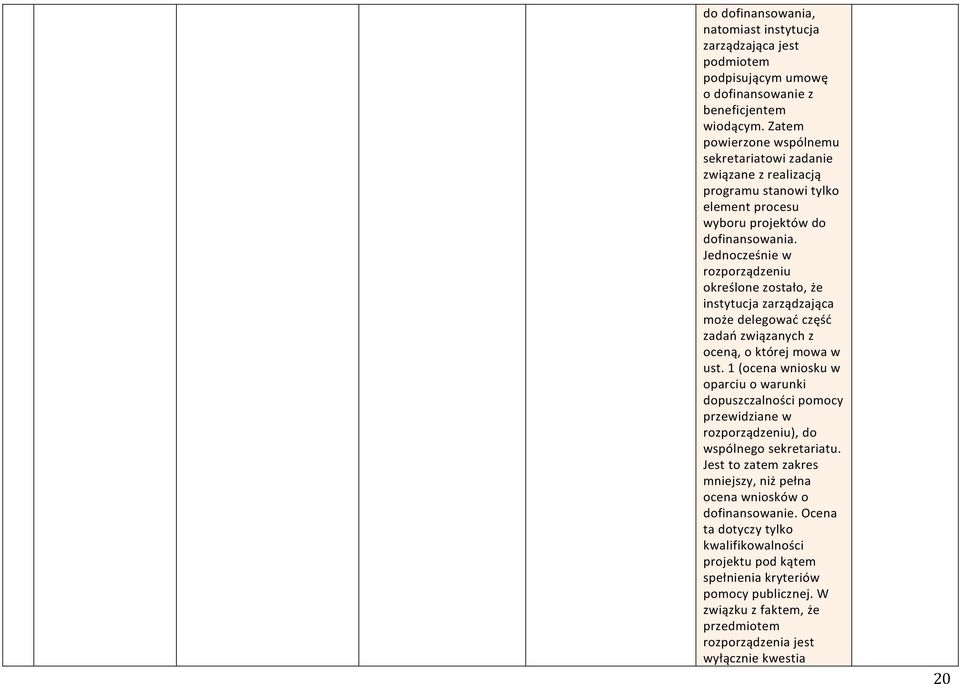 Jednocześnie w rozporządzeniu określone zostało, że instytucja zarządzająca może delegować część zadań związanych z oceną, o której mowa w ust.