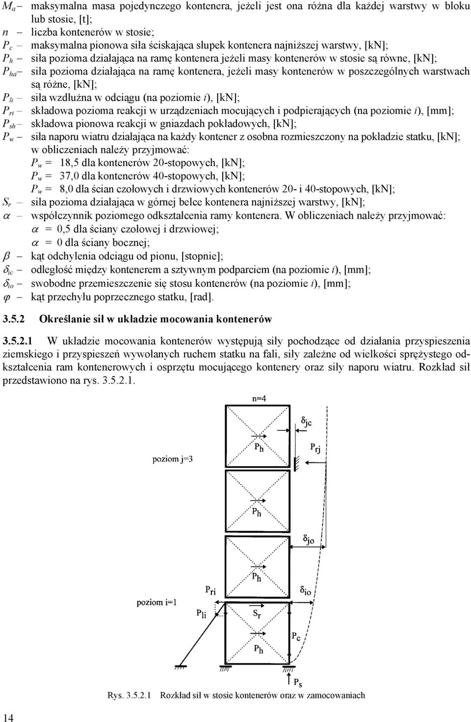 są różne, [kn]; li siła wzdłużna w odiągu (na poziomie i), [kn]; ri składowa pozioma reakji w urządzeniah moująyh i podpierająyh (na poziomie i), [mm]; sh składowa pionowa reakji w gniazdah