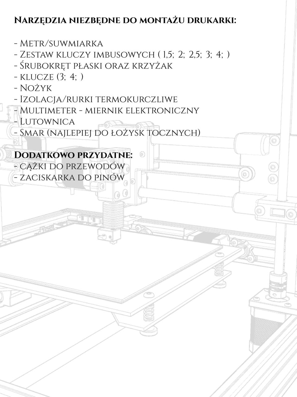 Izolacja/rurki termokurczliwe - Multimeter - miernik elektroniczny - Lutownica - Smar