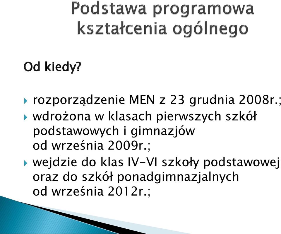 gimnazjów od września 2009r.