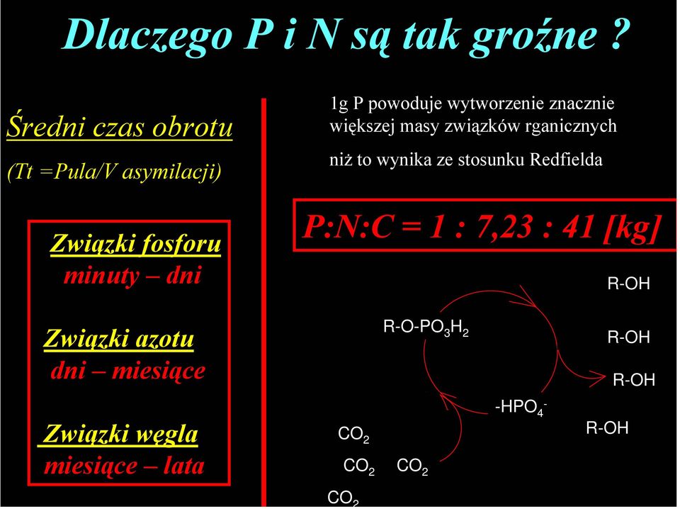 wytworzenie znacznie większej masy związków rganicznych niż to wynika ze stosunku