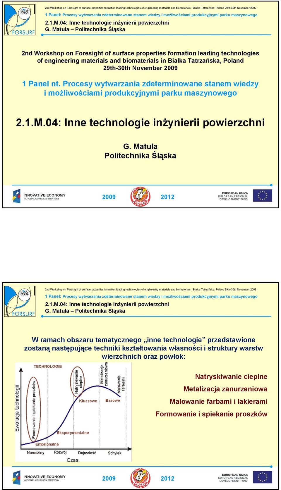 Matula Politechnika Śląska W ramach obszaru tematycznego inne technologie przedstawione zostaną następujące techniki kształtowania własności i