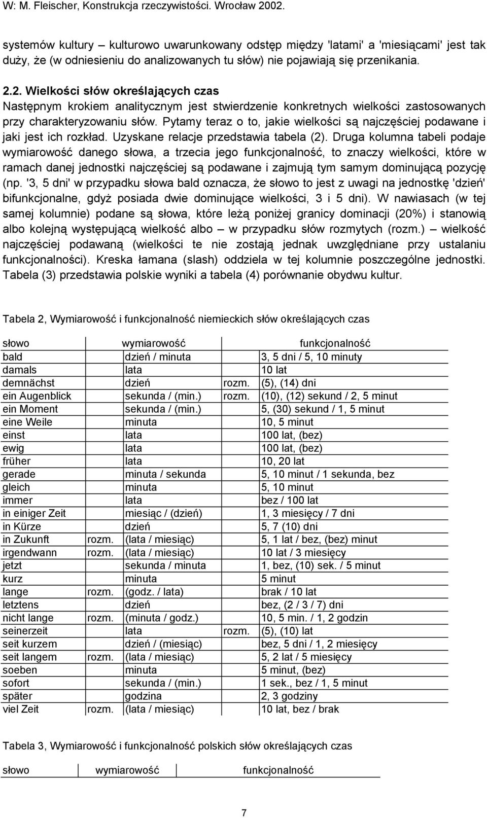 Pytamy teraz o to, jakie wielkości są najczęściej podawane i jaki jest ich rozkład. Uzyskane relacje przedstawia tabela (2).