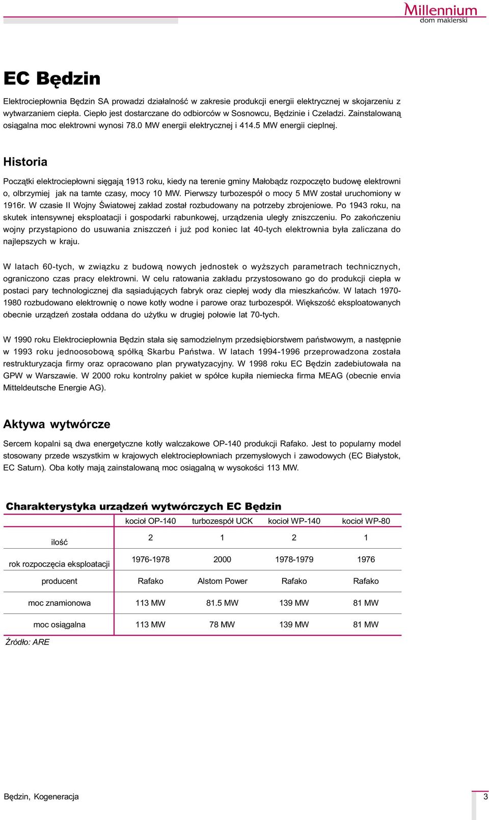 Historia Pocz¹tki elektrociep³owni siêgaj¹ 1913 roku, kiedy na terenie gminy Ma³ob¹dz rozpoczêto budowê elektrowni o, olbrzymiej jak na tamte czasy, mocy 10 MW.