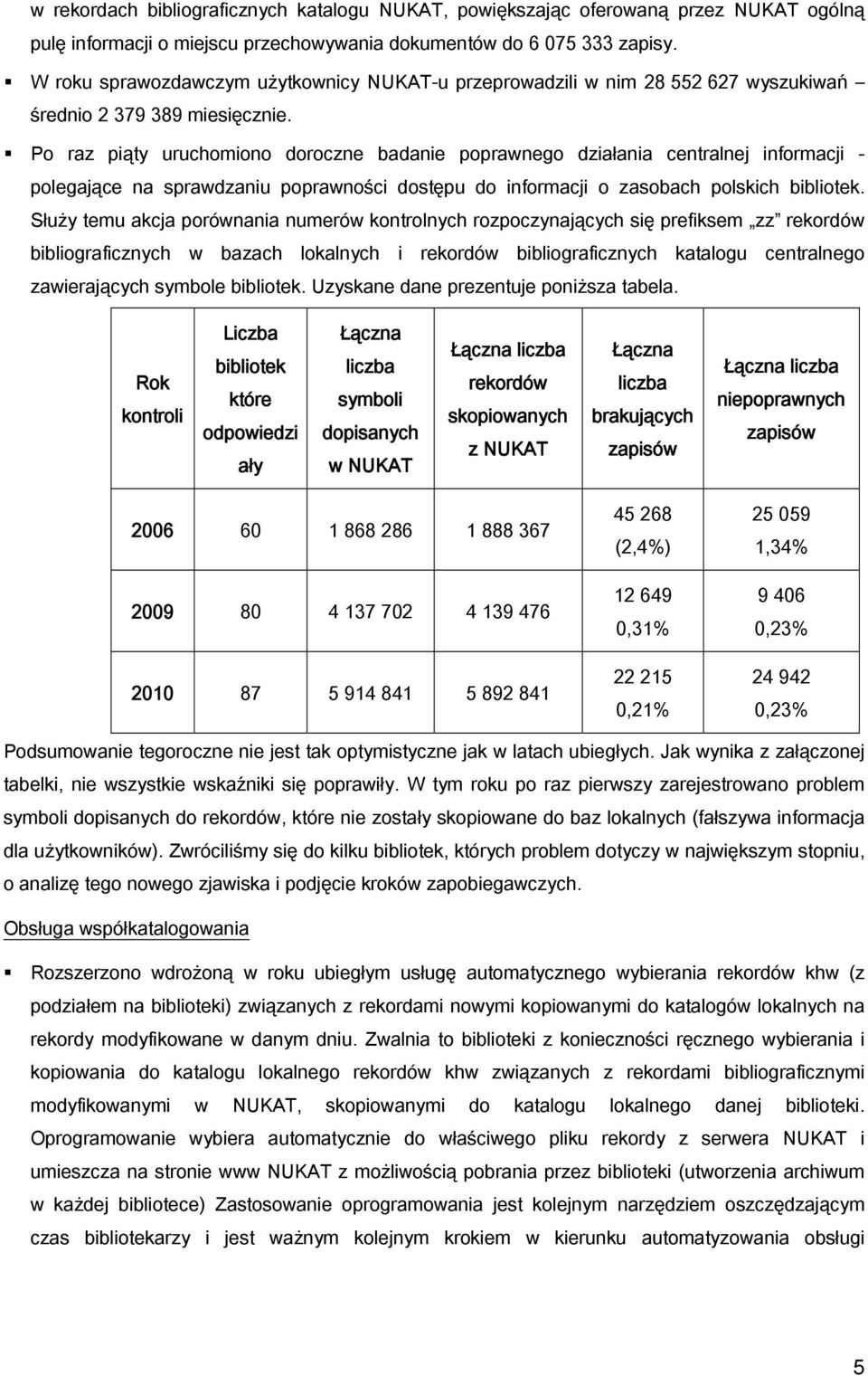 Po raz piąty uruchomiono doroczne badanie poprawnego działania centralnej informacji - polegające na sprawdzaniu poprawności dostępu do informacji o zasobach polskich bibliotek.