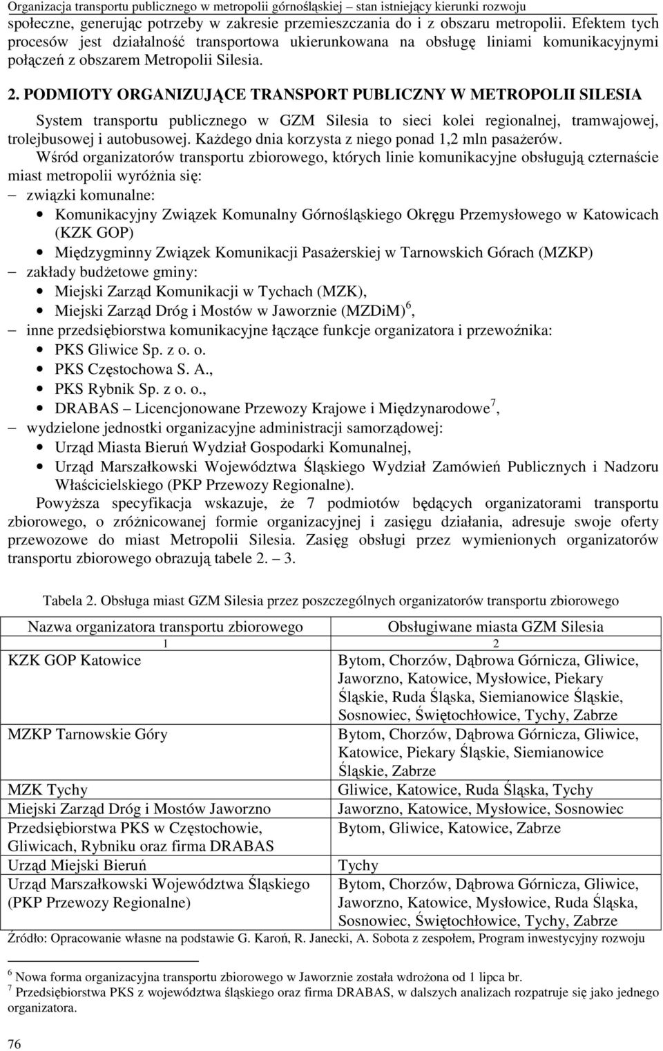 PODMIOTY ORGANIZUJĄCE TRANSPORT PUBLICZNY W METROPOLII SILESIA System transportu publicznego w GZM Silesia to sieci kolei regionalnej, tramwajowej, trolejbusowej i autobusowej.