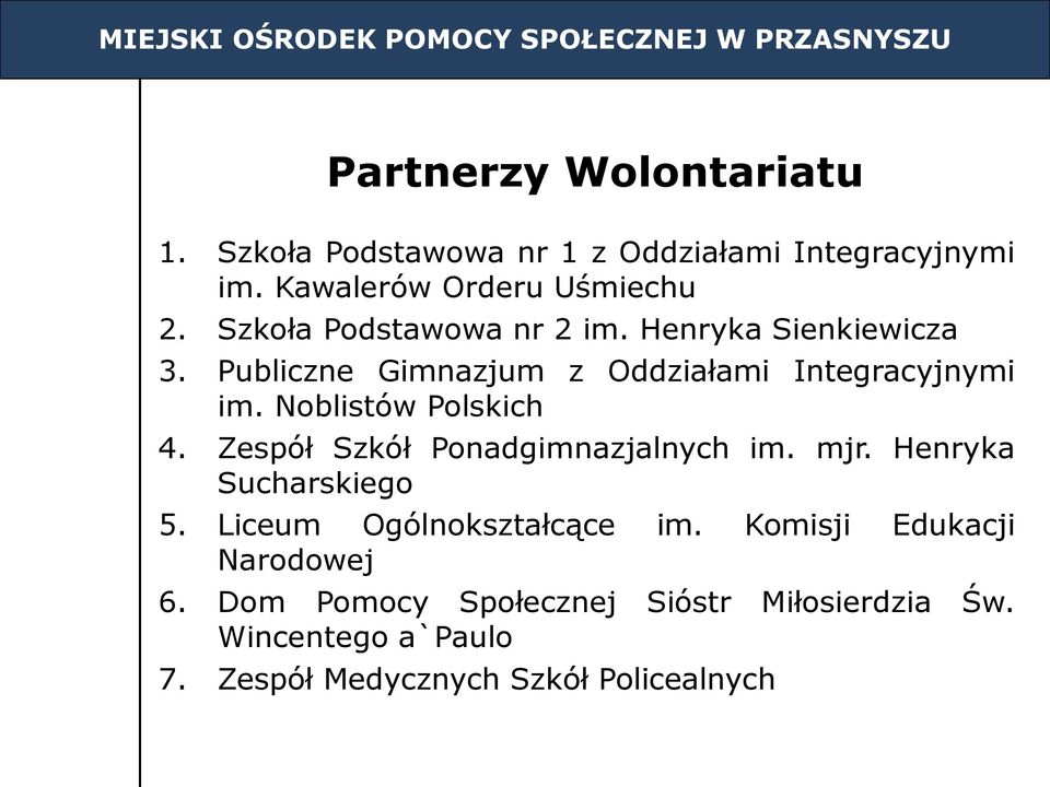 Noblistów Polskich 4. Zespół Szkół Ponadgimnazjalnych im. mjr. Henryka Sucharskiego 5. Liceum Ogólnokształcące im.