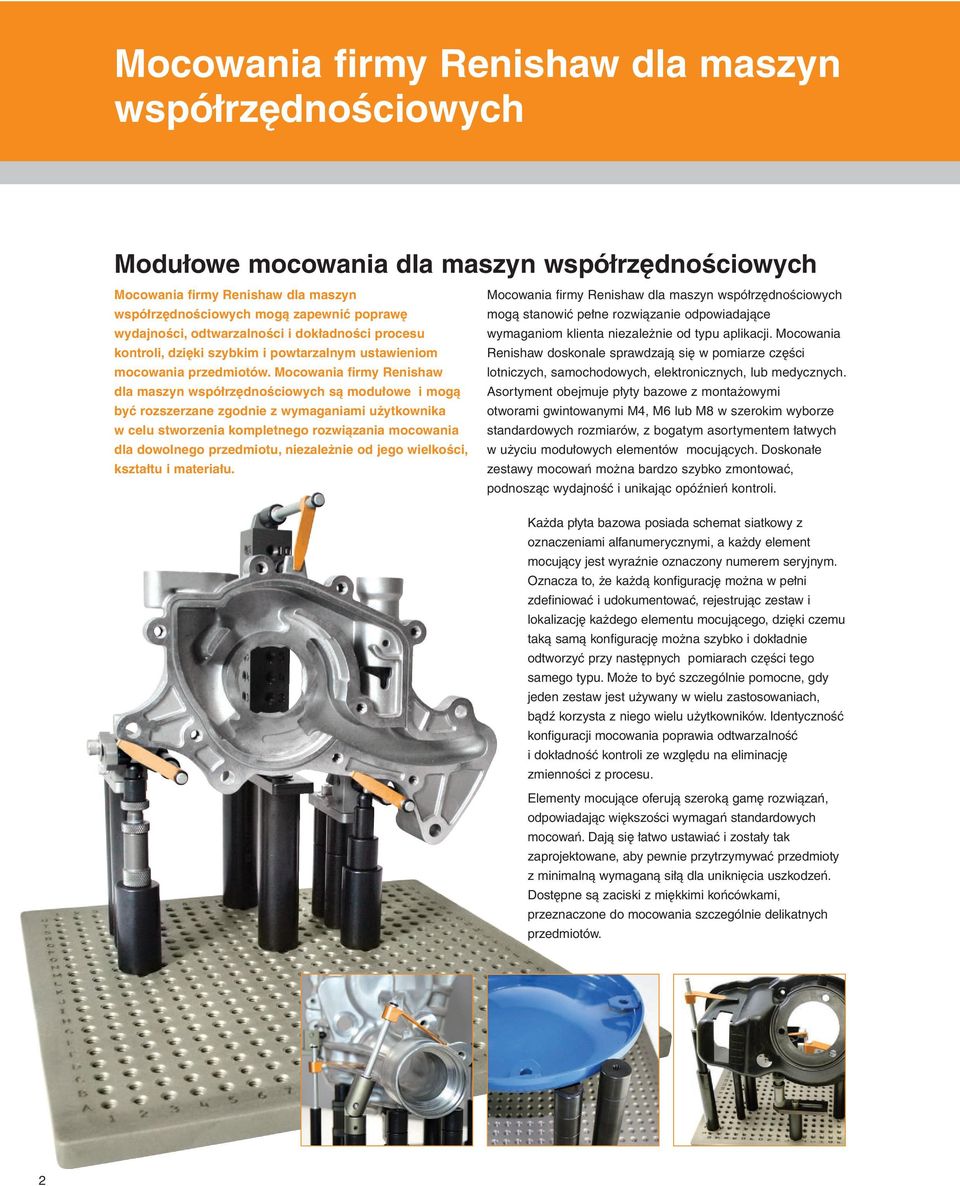 Mocowania firmy Renishaw dla maszyn współrzędnościowych są modułowe i mogą być rozszerzane zgodnie z wymaganiami użytkownika w celu stworzenia kompletnego rozwiązania mocowania dla dowolnego