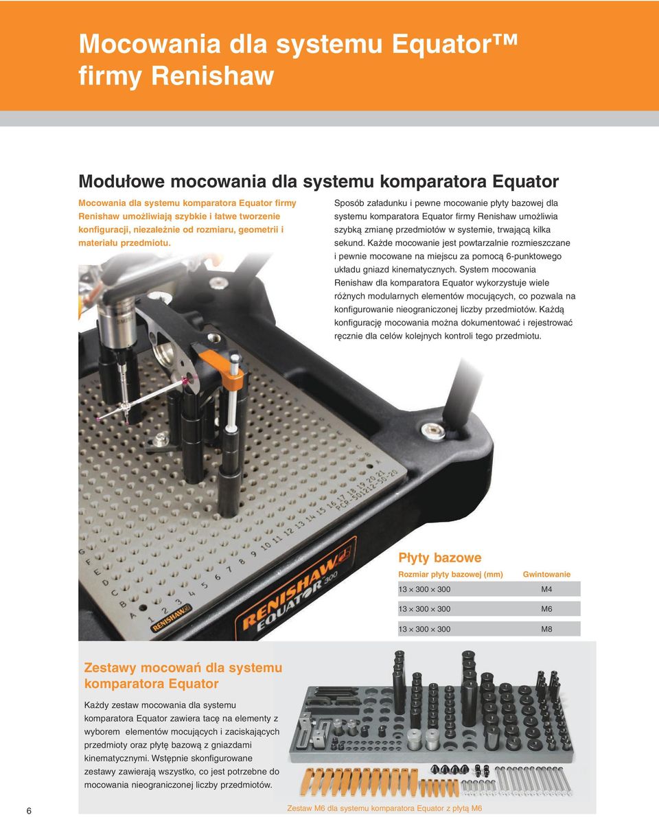 Sposób załadunku i pewne mocowanie płyty bazowej dla systemu komparatora Equator firmy Renishaw umożliwia szybką zmianę przedmiotów w systemie, trwającą kilka sekund.