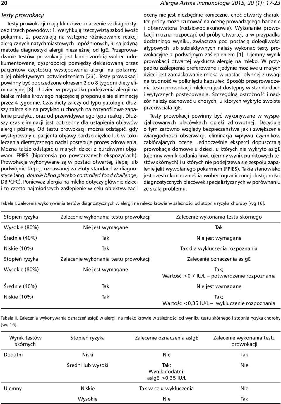 Przeprowadzanie testów prowokacji jest koniecznością wobec udokumentowanej dysproporcji pomiędzy deklarowaną przez pacjentów częstością występowania alergii na pokarmy, a jej obiektywnym