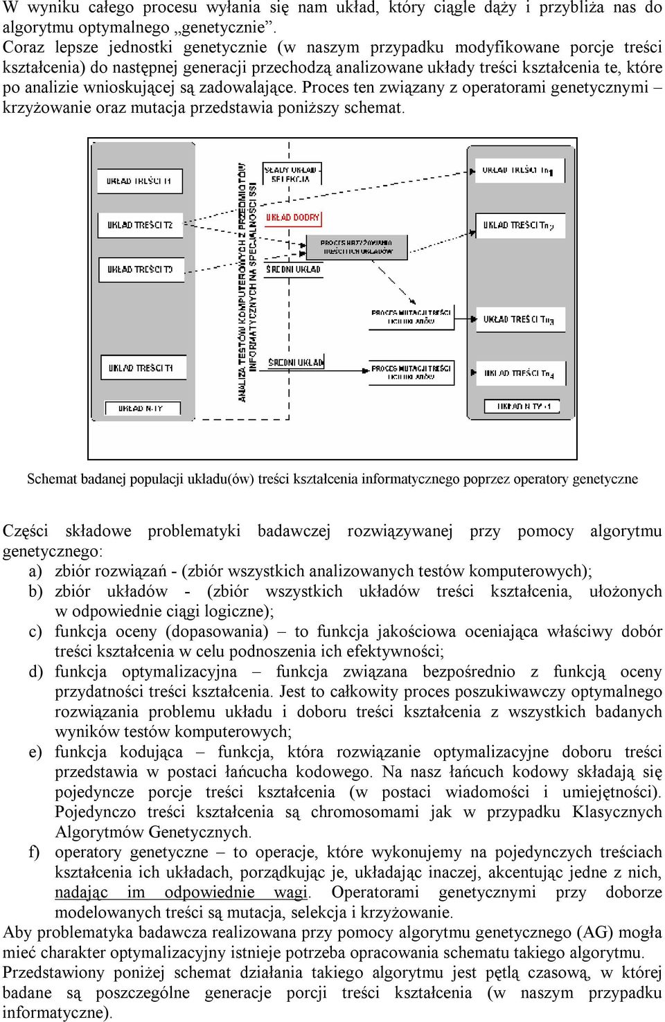 wnioskującej są zadowalające. Proces ten związany z operatorami genetycznymi krzyżowanie oraz mutacja przedstawia poniższy schemat.