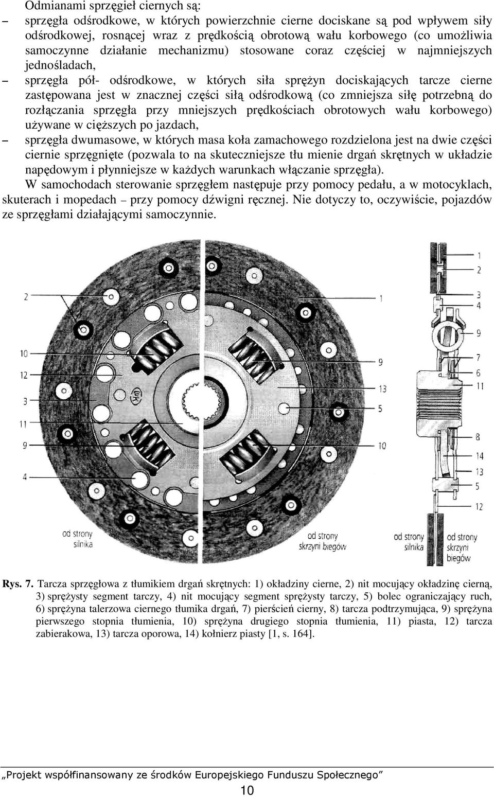 siłą odśrodkową (co zmniejsza siłę potrzebną do rozłączania sprzęgła przy mniejszych prędkościach obrotowych wału korbowego) uŝywane w cięŝszych po jazdach, sprzęgła dwumasowe, w których masa koła